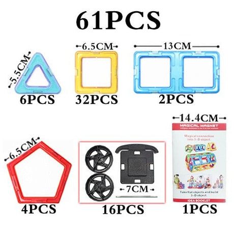 Set of colorful geometricshaped frames with packaging labeled '61 PCS'.