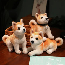 Lifelike Akita Shiba Inu Plush stuffed dog trio for cuddling and imaginative play.