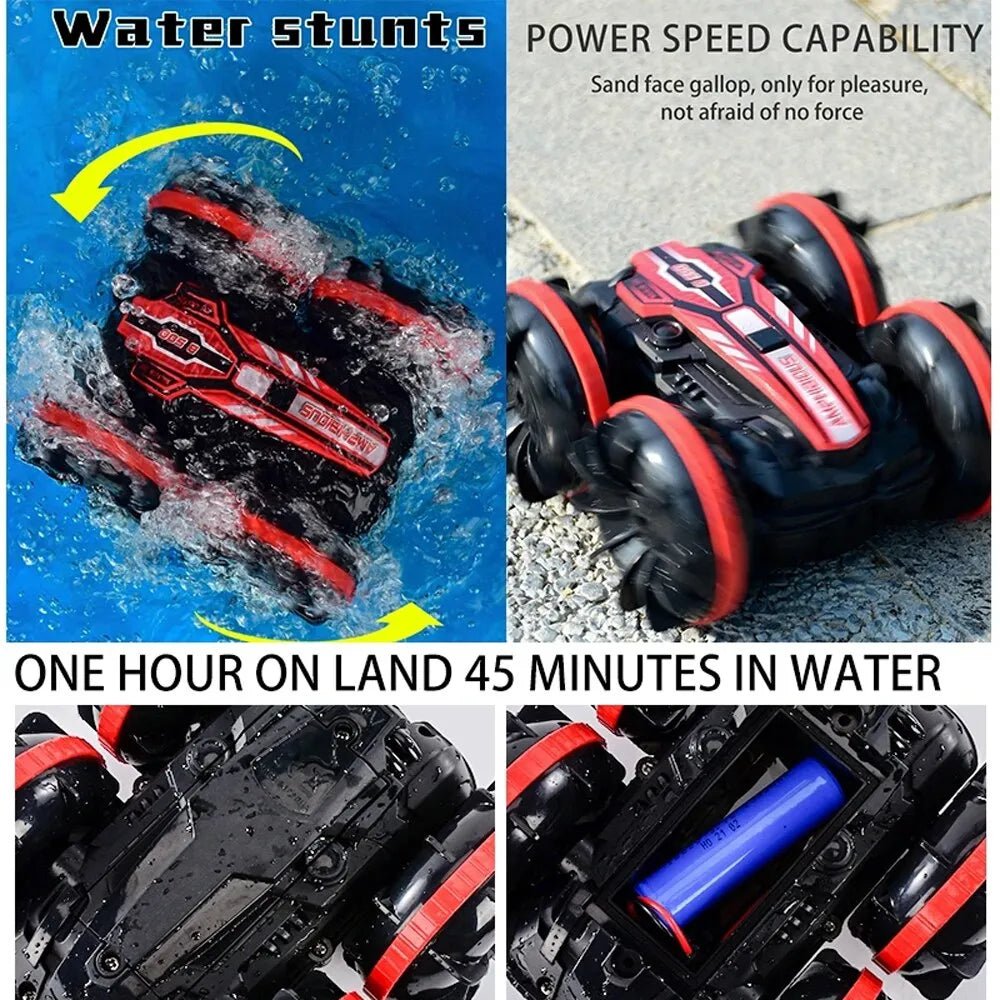 Amphibious RC Stunt Car all-terrain build for offroad and water play adventures.