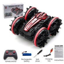 Amphibious RC Stunt Car drift, spin, and flip action for active outdoor play.