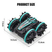 Amphibious RC Stunt Car size and dimension chart for choosing the right play space.
