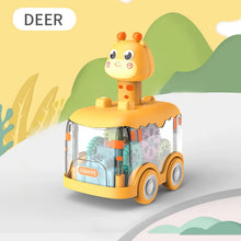 Deer animal press gear car with a transparent gear body