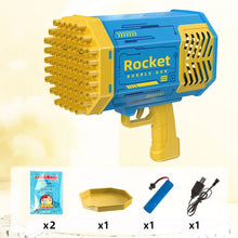 Astronaut Bubble Gun Machine with bubble solution bottle accessory for ready-to-play refills at parties and picnics.