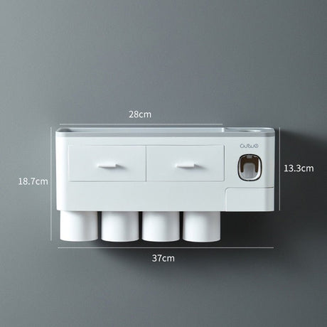 White wall-mounted toothbrush holder with dimensions