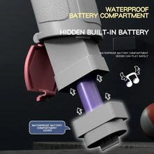 Illustration of a device with a waterproof battery compartment and a hidden built-in battery.