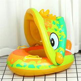 Inflatable Baby Swim Ring with Sun Shade: Toddler Pool Toy for Outdoor Fun image 1