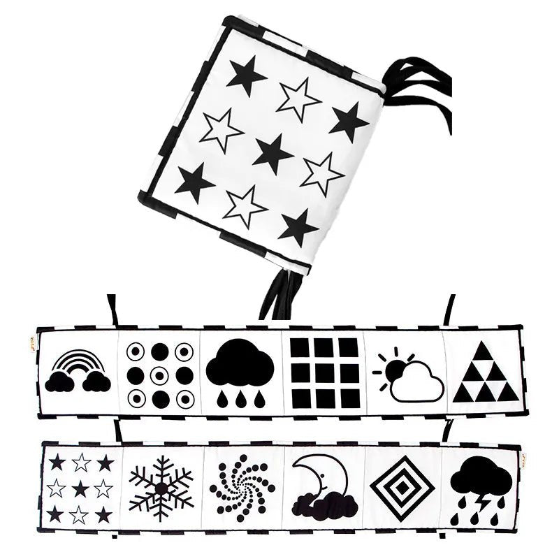 Set of black and white patterned stencils with various shapes and symbols on a white background.
