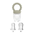 Teething toy with silicone beads and two size options labeled 'S' and 'M' on a white background.