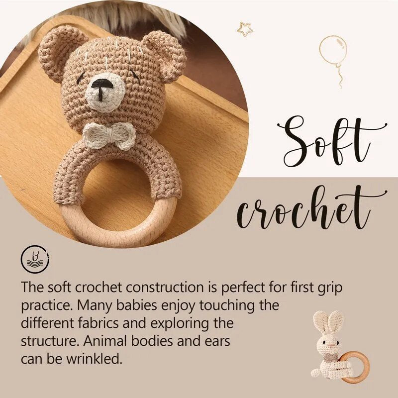 1PC Crochet Bear Rattle & Teether Bracelet for Babies image 3