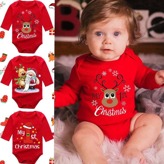 My First Christmas Newborn Rompers - Long Sleeve Jumpsuits image 0
