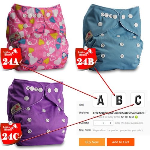 Baby Washable Reusable Cloth Pocket Nappy Diaper - 24, A image