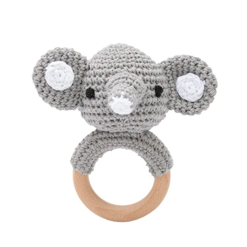 1PC Crochet Bear Rattle & Teether Bracelet for Babies - Elephant image