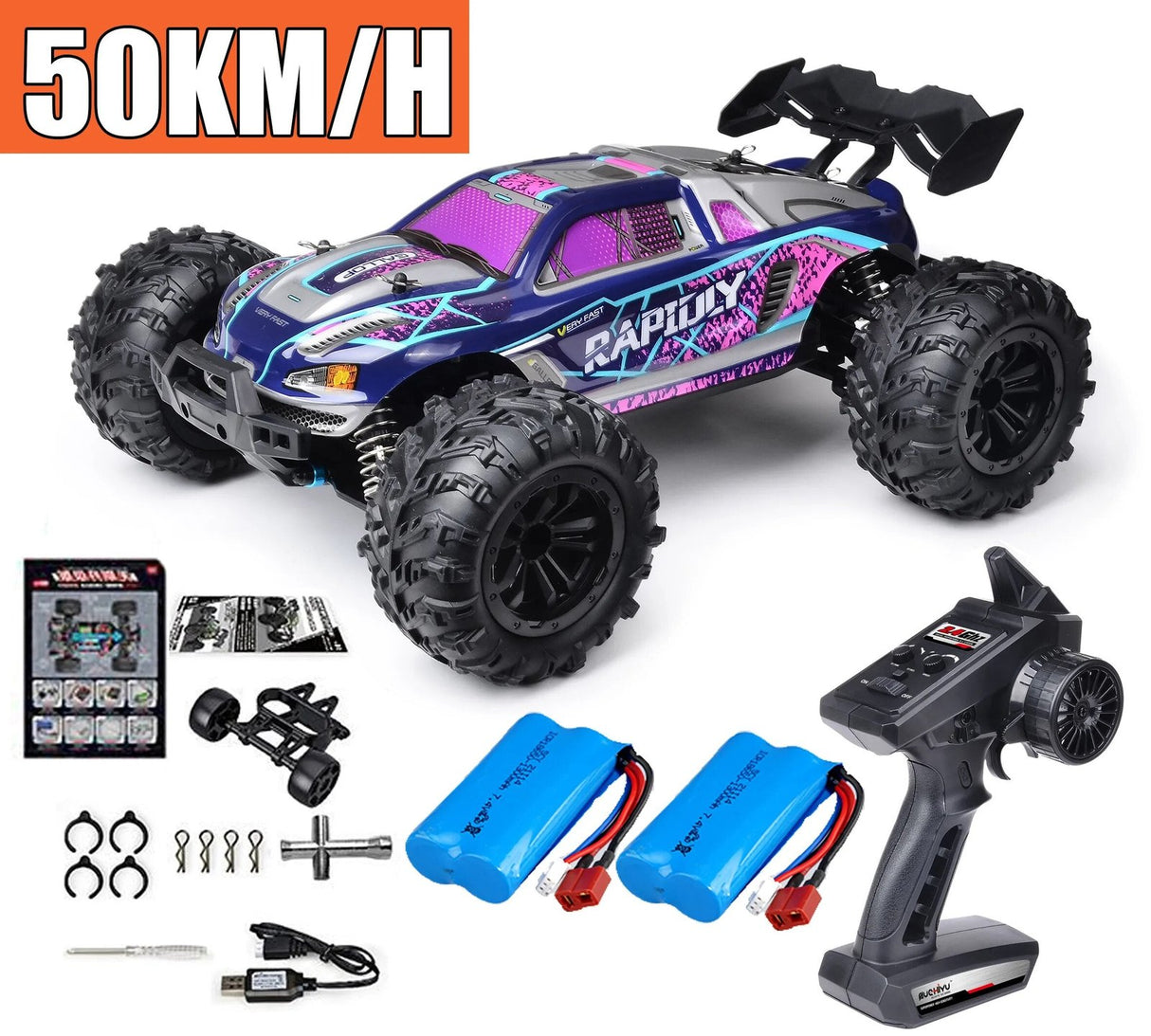 75KM/H 4x4 RC Monster Truck - LED, Brushless, 1/16 Scale image 13