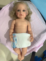 55cm Lifelike Reborn Baby Doll - Curly Hair, Full Silicone - 55cm, 55cm C image