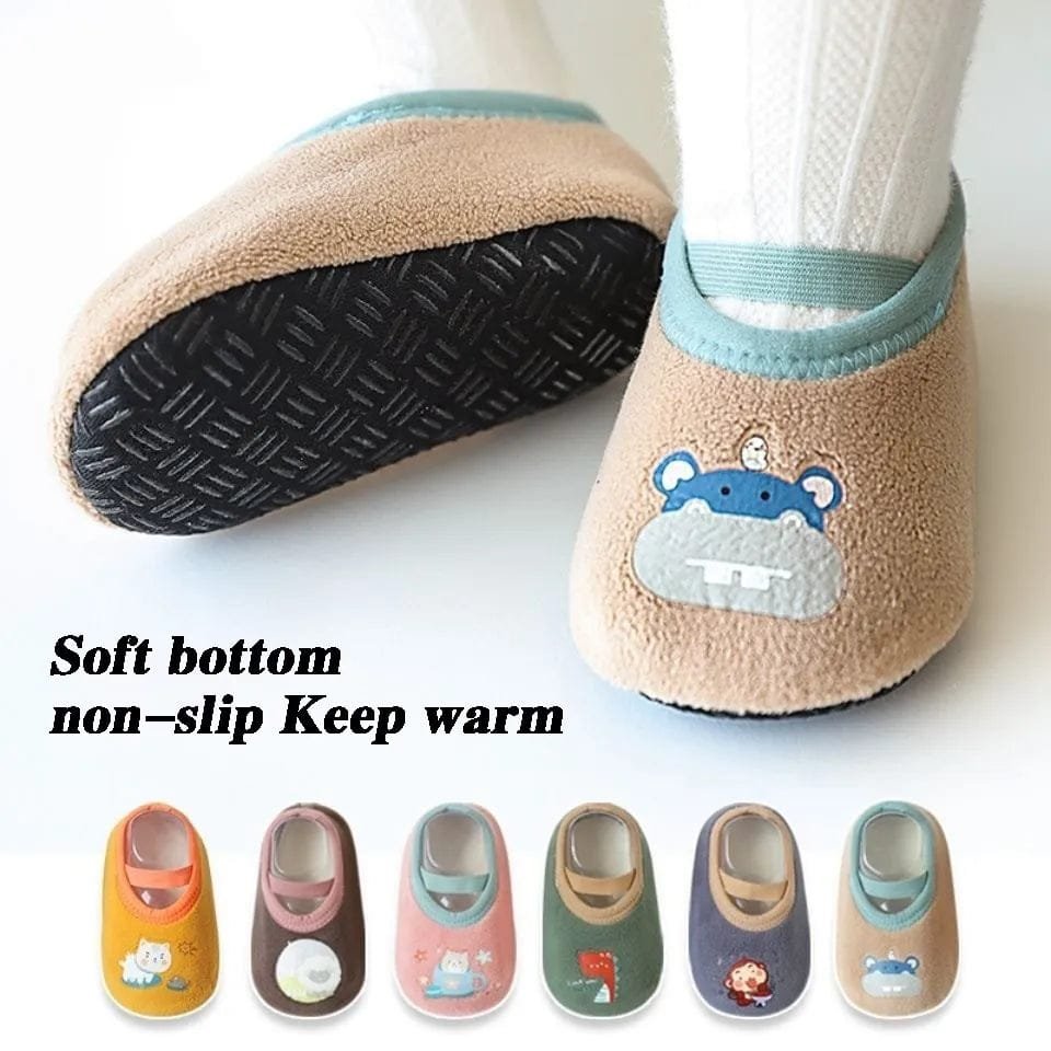 Baby anti-slip socks rubber grip sole detail for safer standing and cruising on wooden and tiled floors.