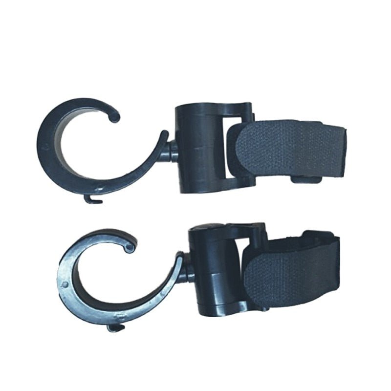 2PCS Baby Hanger Stroller Hooks metal clip straps for securing changing bags, toys, and shopping to buggies and prams.