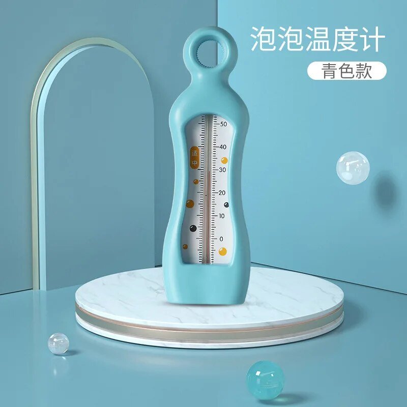 Baby Bath Thermometer with a blue bubble body and round dial for at-a-glance water temperature checks before baths.
