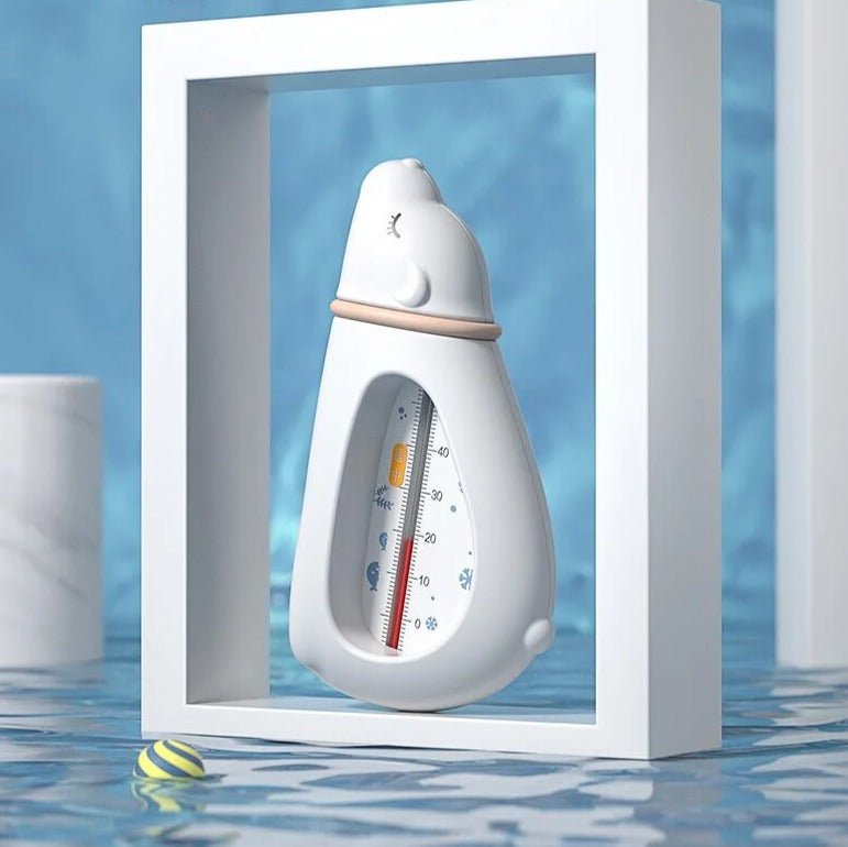 Baby Bath Thermometer white bottle float for daily bath use, giving parents a fast read on water warmth.