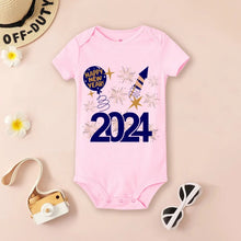 Pink baby onesie with New Year's design (option 5)