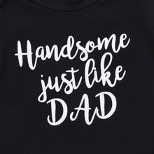 Black Handsome Just Like Dad print baby bodysuit for daily wear and easy nappy changes.