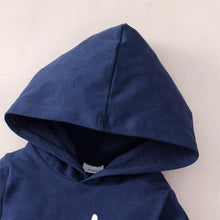Navy blue baby boy hooded sweatshirt for spring layering and warm everyday dressing.