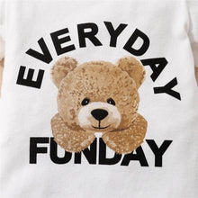 Baby Boy short-sleeve romper with teddy bear Everyday Funday print for everyday play, crawling, and casual toddler wear.