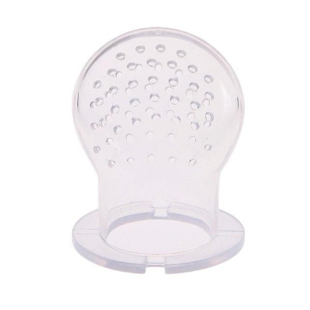 Clear silicone teether.