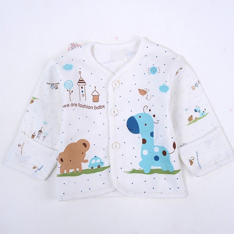 Baby girl cartoon print cardigan from the 5PCS newborn gift set, a soft cover-up layer for cool spring mornings and outings.