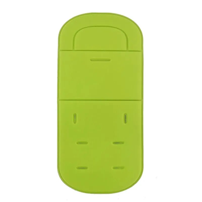 Soft Seat Cushion for Baby Stroller and High Chair green textured liner with sectioned padding for supportive sitting during meals.
