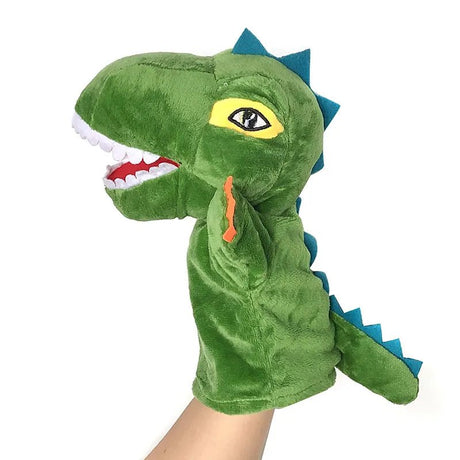 Green dinosaur puppet.