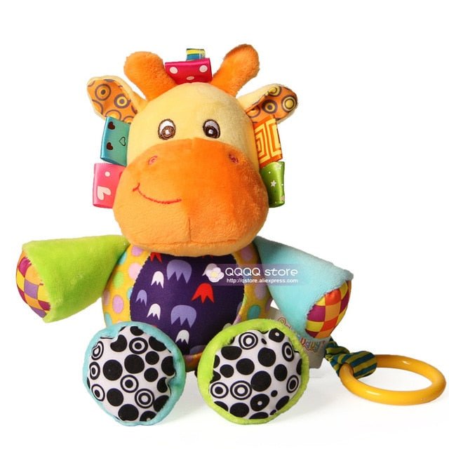 Colorful baby toy with a soft animal design.