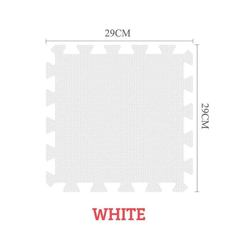 White square tile with dimensions and color label on a white background
