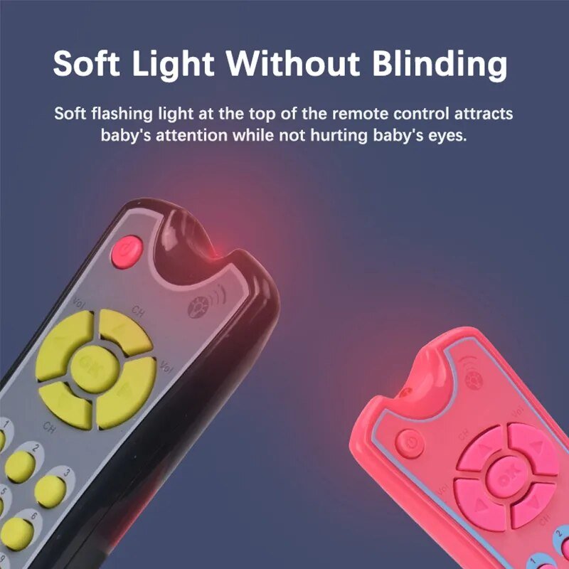 Baby remote control toys with a soft light feature for nighttime pretend play and calm activities.