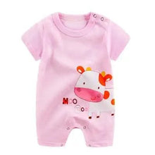 Pink baby romper with cow print 