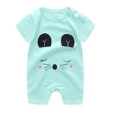 Light blue baby romper with cartoon mouse design 