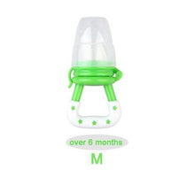 Green baby bottle with a white base 
