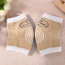 Beige skin-friendly baby crawling knee pads for soft contact against sensitive newborn and infant skin.
