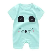 Light blue baby romper with cartoon mouse design