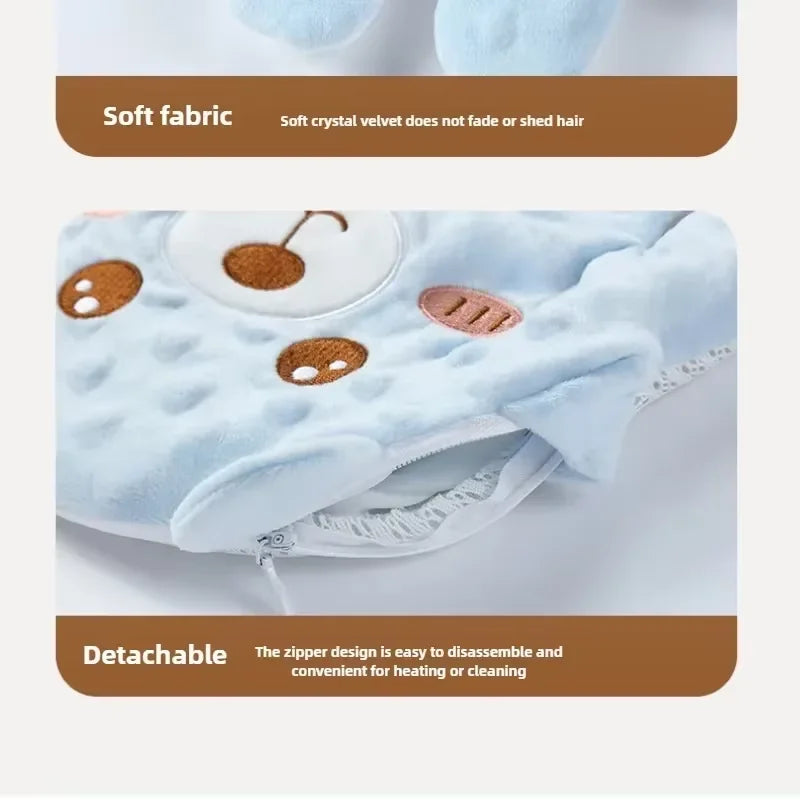 Close-up of the soft dotted fabric and zipper on the baby palm pillow cover