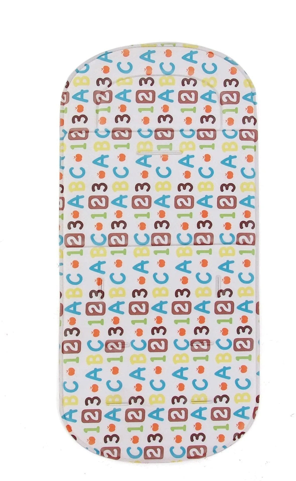 Soft Seat Cushion for Baby Stroller and High Chair in alphabet print for cushioned support during floor play and seating.