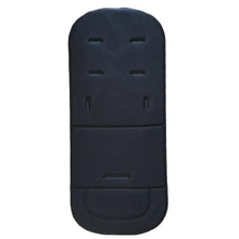 Soft Seat Cushion for Baby Stroller and High Chair in black with multiple strap openings for secure harness threading.