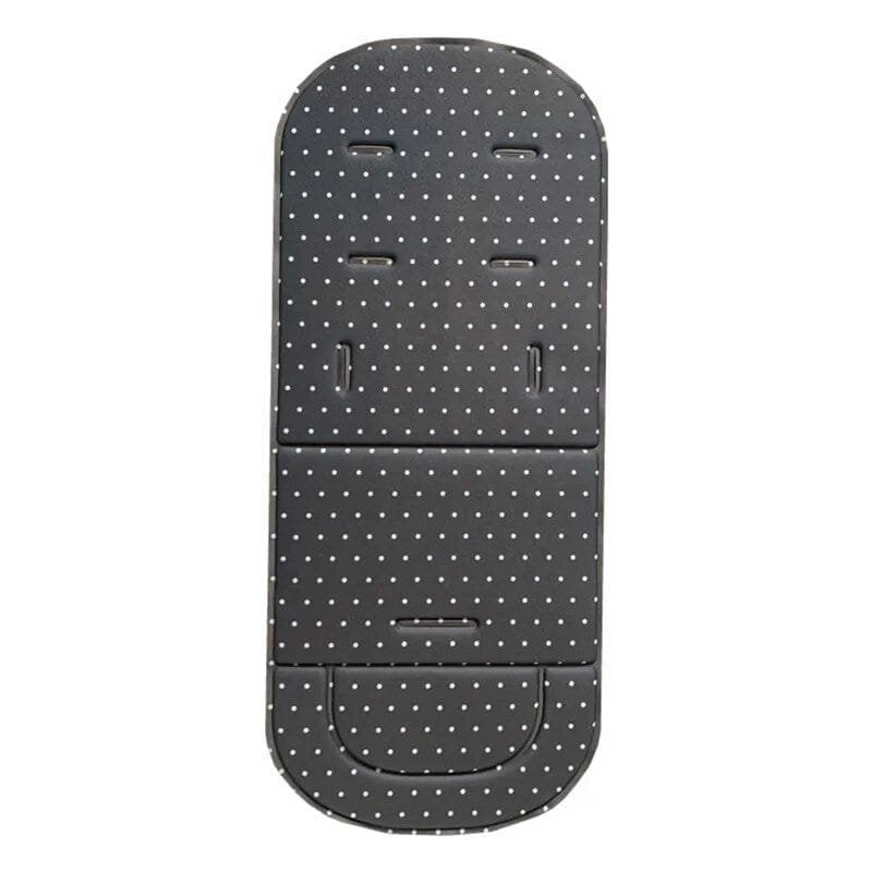Soft Seat Cushion for Baby Stroller and High Chair in black and white polka dot for neutral everyday seat protection.