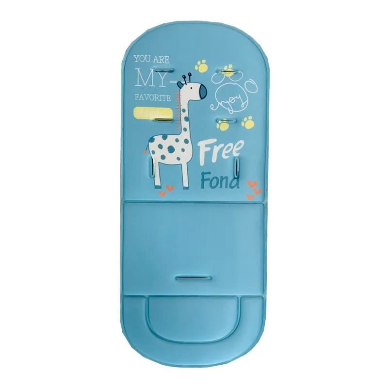 Soft Seat Cushion for Baby Stroller and High Chair in blue giraffe print for playful pram styling and everyday comfort.