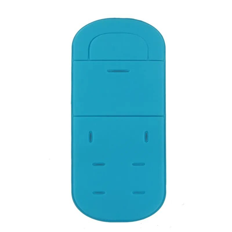 Soft Seat Cushion for Baby Stroller and High Chair blue liner strap cut-out layout for quick fitting and removal before washing.