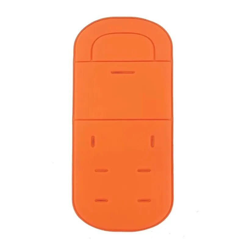 Soft Seat Cushion for Baby Stroller and High Chair orange liner fitted to a pram seat for padded support on longer outings.