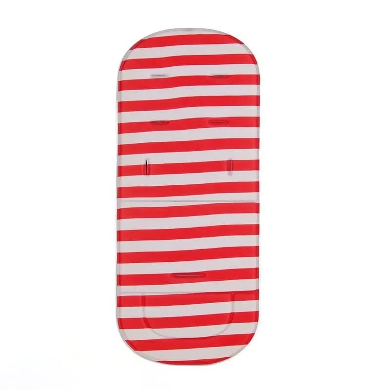 Soft Seat Cushion for Baby Stroller and High Chair red and white stripe padded liner for extra cushioning on high chairs and strollers.