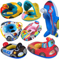 Baby swim ring set with inflatable vehicle-shaped seats for pool and beach water play.