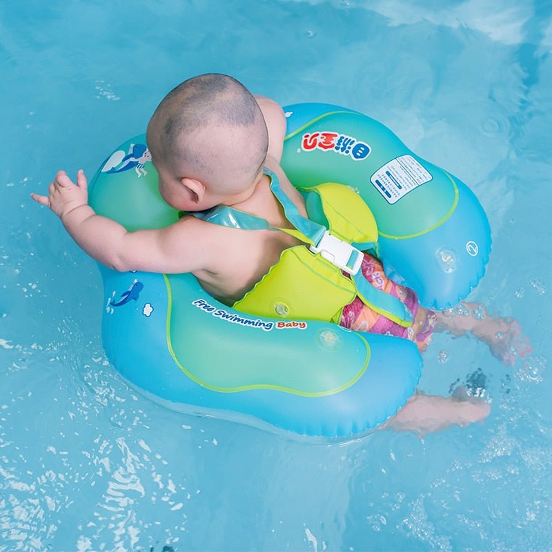 Blue Baby Swimming Ring inflatable float for infants during supervised pool and bath water play.