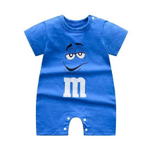 Blue baby romper with M&M character design 