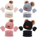 3Pc Winter Baby Set with pompom hat, scarf, and gloves in multiple colours for toddler cold-weather dressing and daily outings.